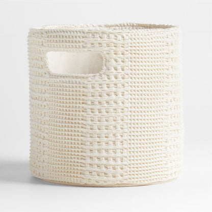 Panier de rangement pour enfants Nella en coton tissé gaufré avec poignées