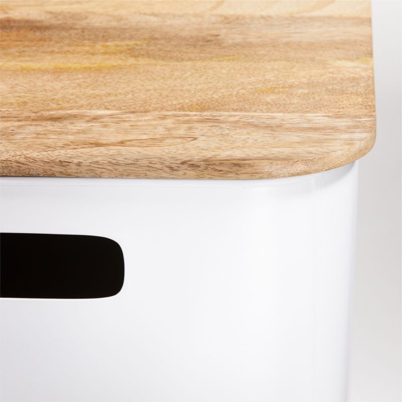 Bac de rangement de sol pour enfants avec couvercle en bois blanc