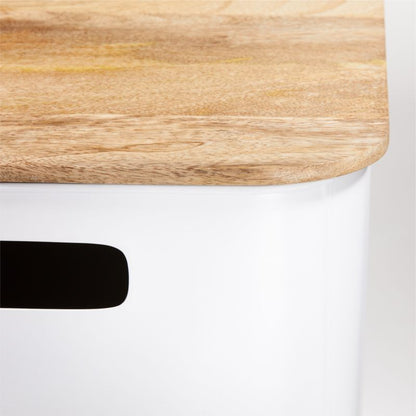 Bac de rangement de sol pour enfants avec couvercle en bois blanc