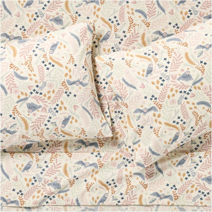Ensemble de draps en percale de coton biologique pour enfants avec hibou