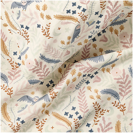 Ensemble de draps en percale de coton biologique pour enfants avec hibou