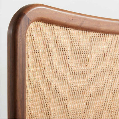 Lit pour enfants Rainey en noyer et rotin naturel