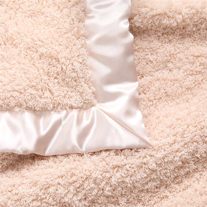 Couverture de poussette en peluche avec bordure en satin pour bébé