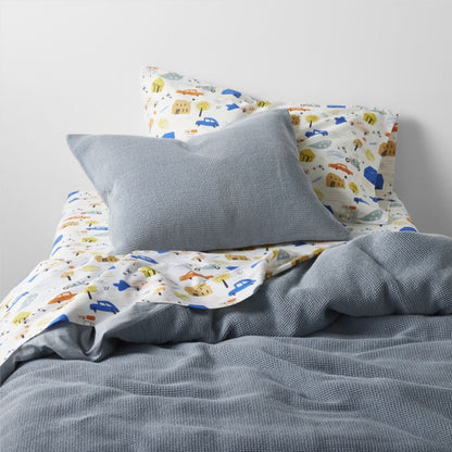 Housse de couette en coton biologique à tissage gaufré pour enfants