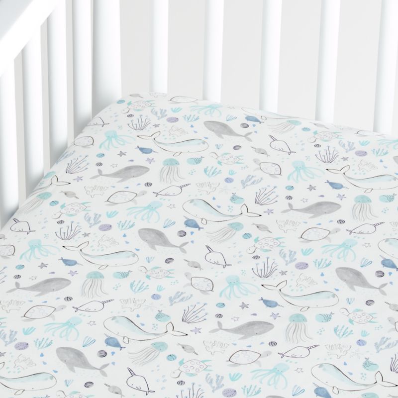 Drap-housse pour berceau en coton biologique Baby Stay Cool Sea