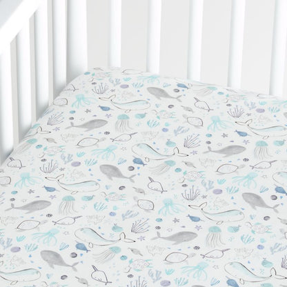 Drap-housse pour berceau en coton biologique Baby Stay Cool Sea