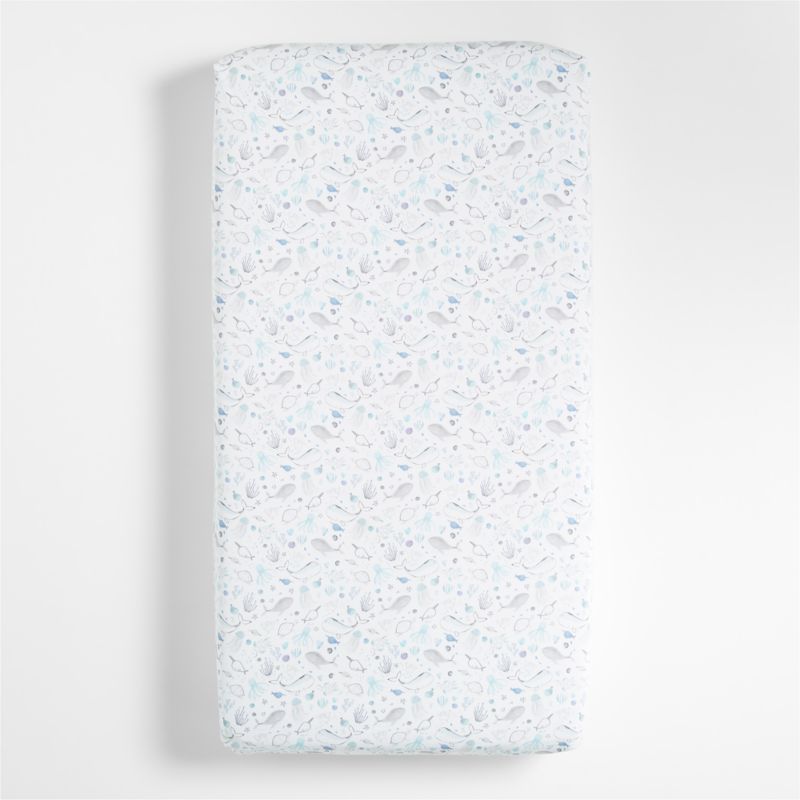 Drap-housse pour berceau en coton biologique Baby Stay Cool Sea
