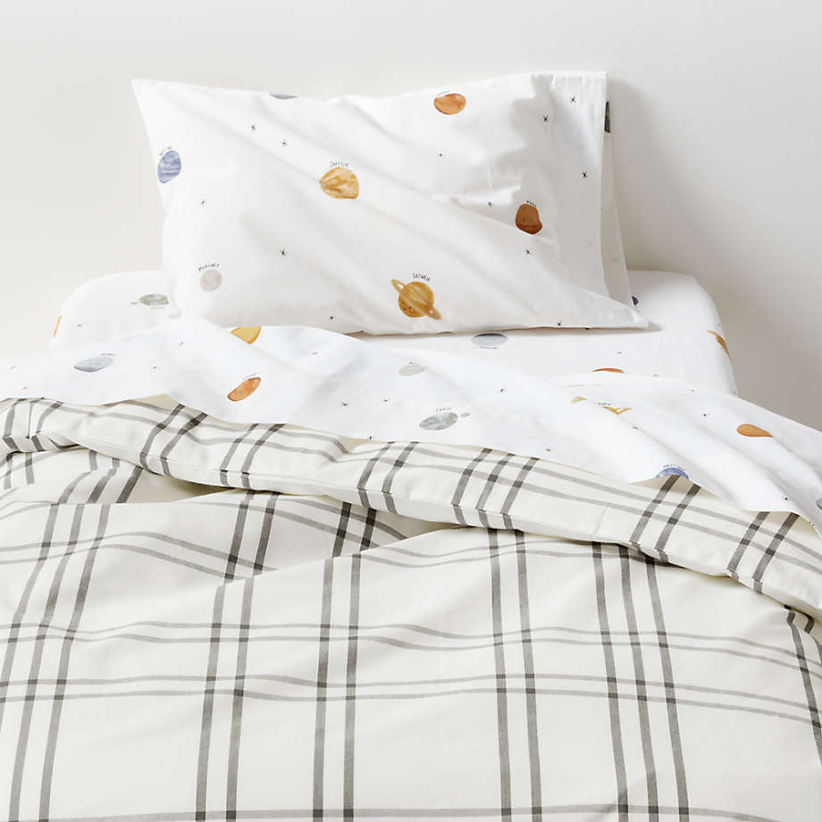 Housse de couette en coton biologique teint en fil pour enfants Stax