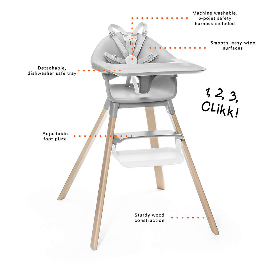 Chaise haute Baby Stokke Clikk avec repose-pieds réglable 