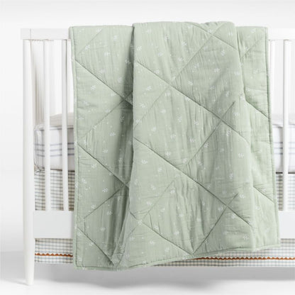 Couverture de berceau en gaze de coton ultra-douce à imprimé feuilles pour bébé