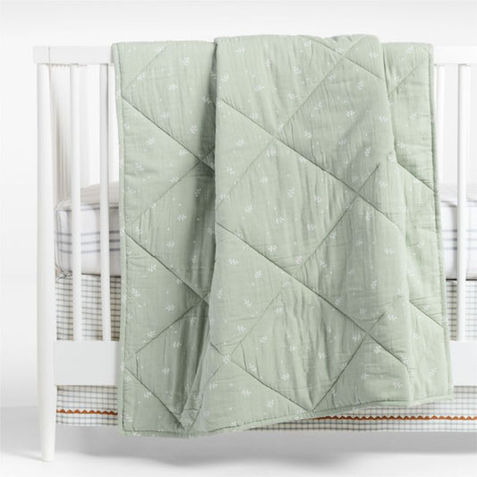 Couverture de berceau en gaze de coton ultra-douce à imprimé feuilles pour bébé