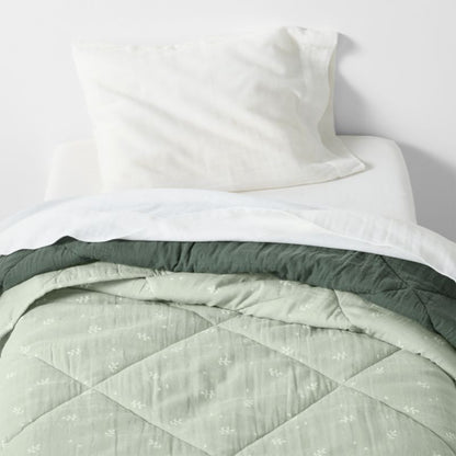 Couverture de berceau en gaze de coton ultra-douce à imprimé feuilles pour bébé