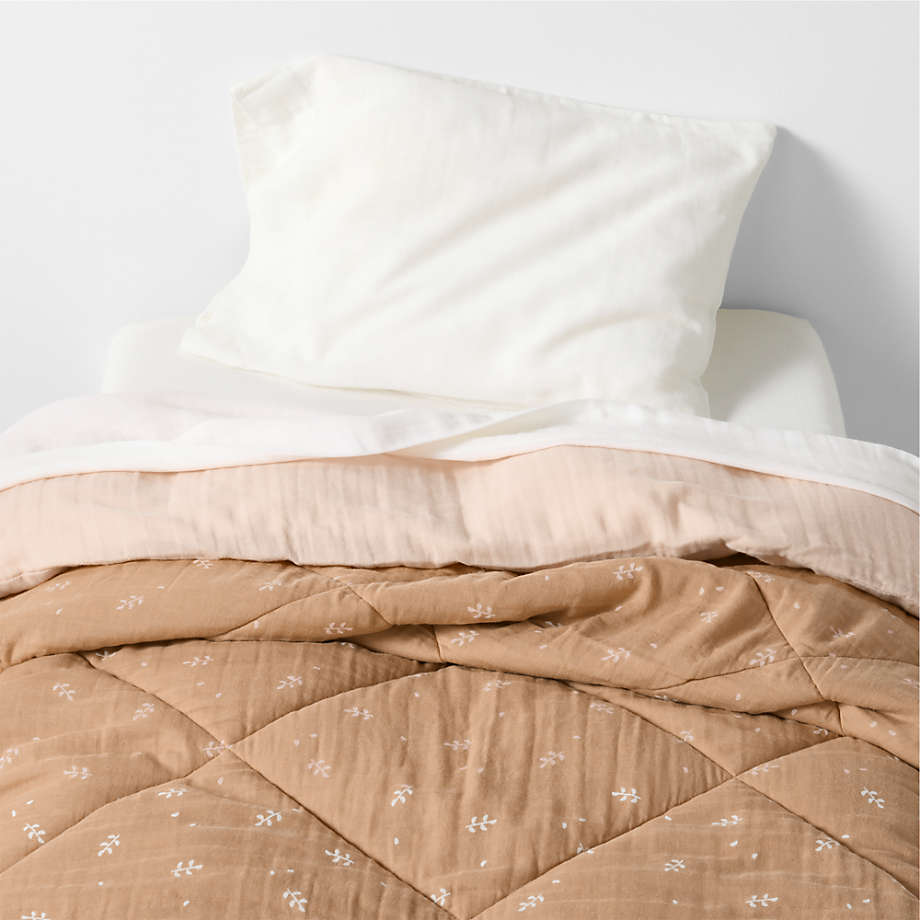 Couverture de berceau en gaze de coton ultra-douce à imprimé feuilles pour bébé