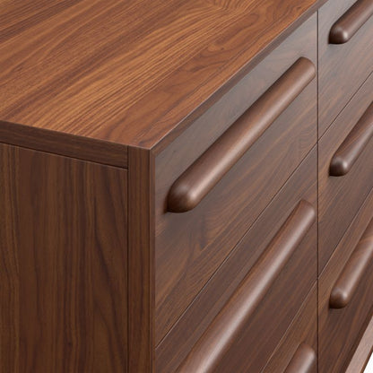 Commode à 6 tiroirs larges en bois de noyer style milieu du siècle pour enfants Tatum