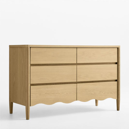 Commode à 6 tiroirs larges en bois de chêne Waveland pour enfants