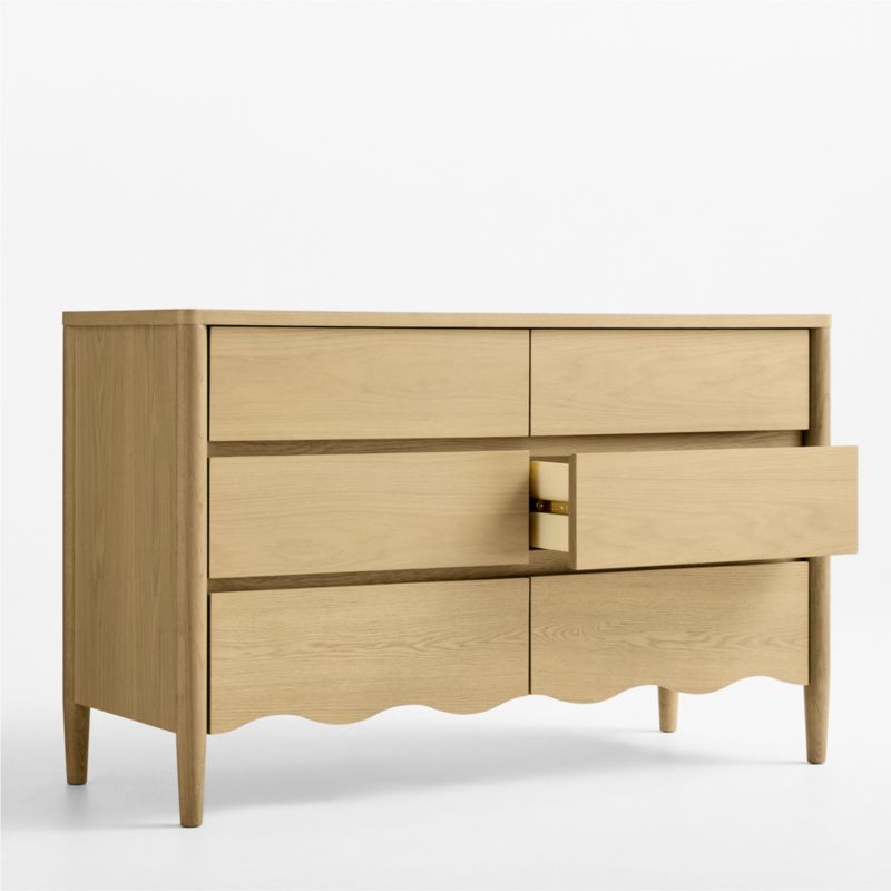 Commode à 6 tiroirs larges en bois de chêne Waveland pour enfants