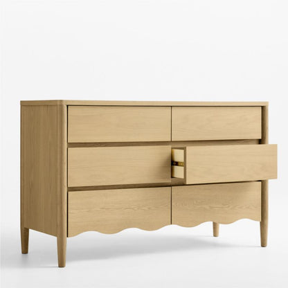 Commode à 6 tiroirs larges en bois de chêne Waveland pour enfants