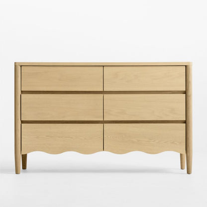Commode à 6 tiroirs larges en bois de chêne Waveland pour enfants