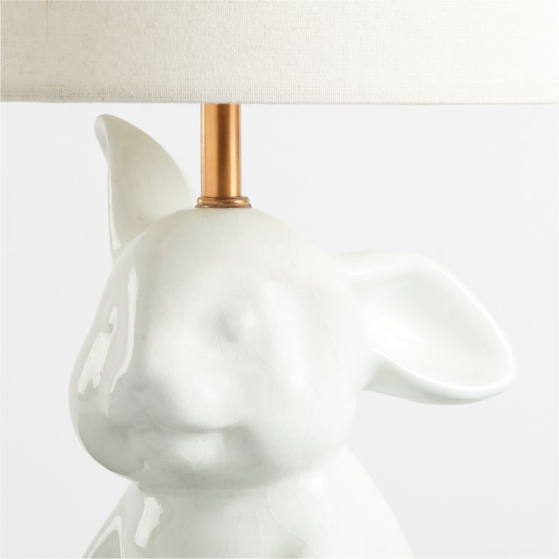 Lampe de table pour enfants en céramique craquelée, motif lapin des bois