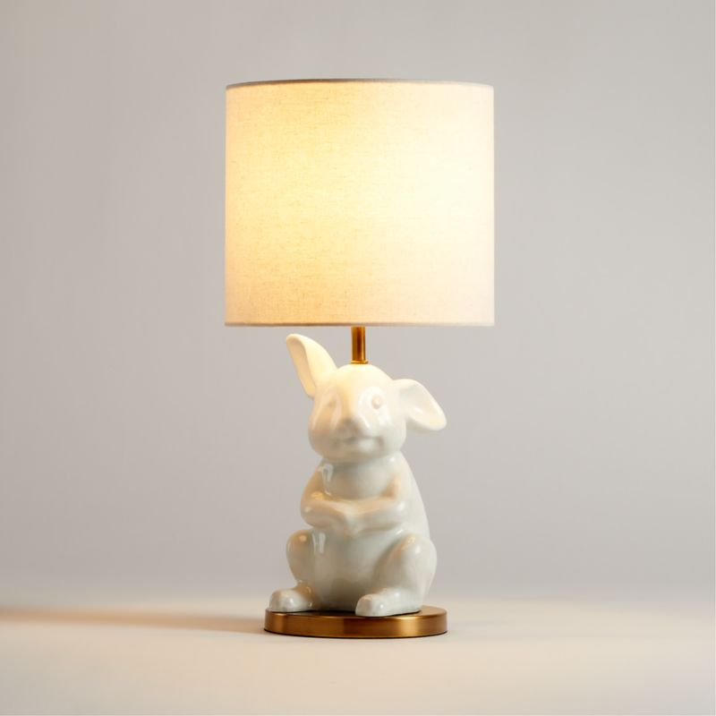 Lampe de table pour enfants en céramique craquelée, motif lapin des bois