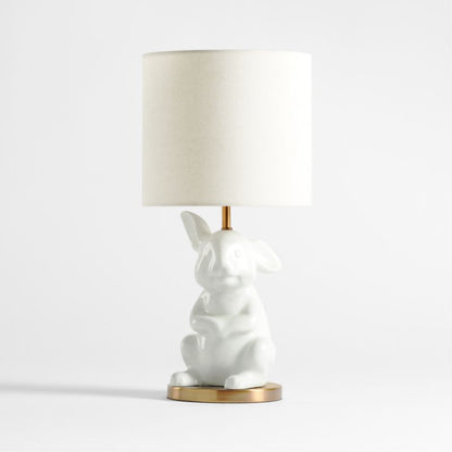Lampe de table pour enfants en céramique craquelée, motif lapin des bois
