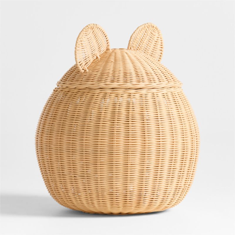 Panier de rangement de sol en osier pour enfants en forme d'ours